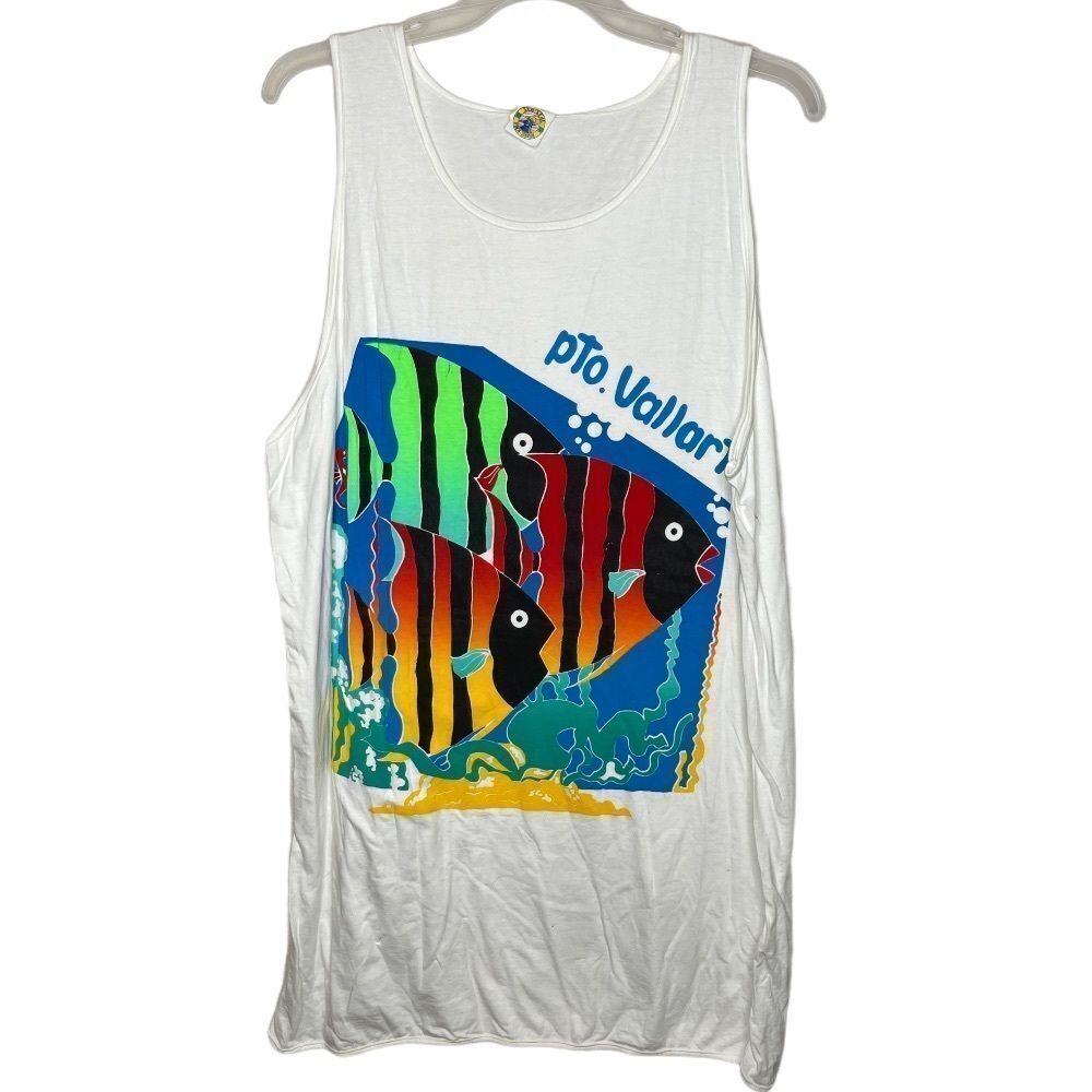 Vintage Puerto Vallarta Tank Dress White‎